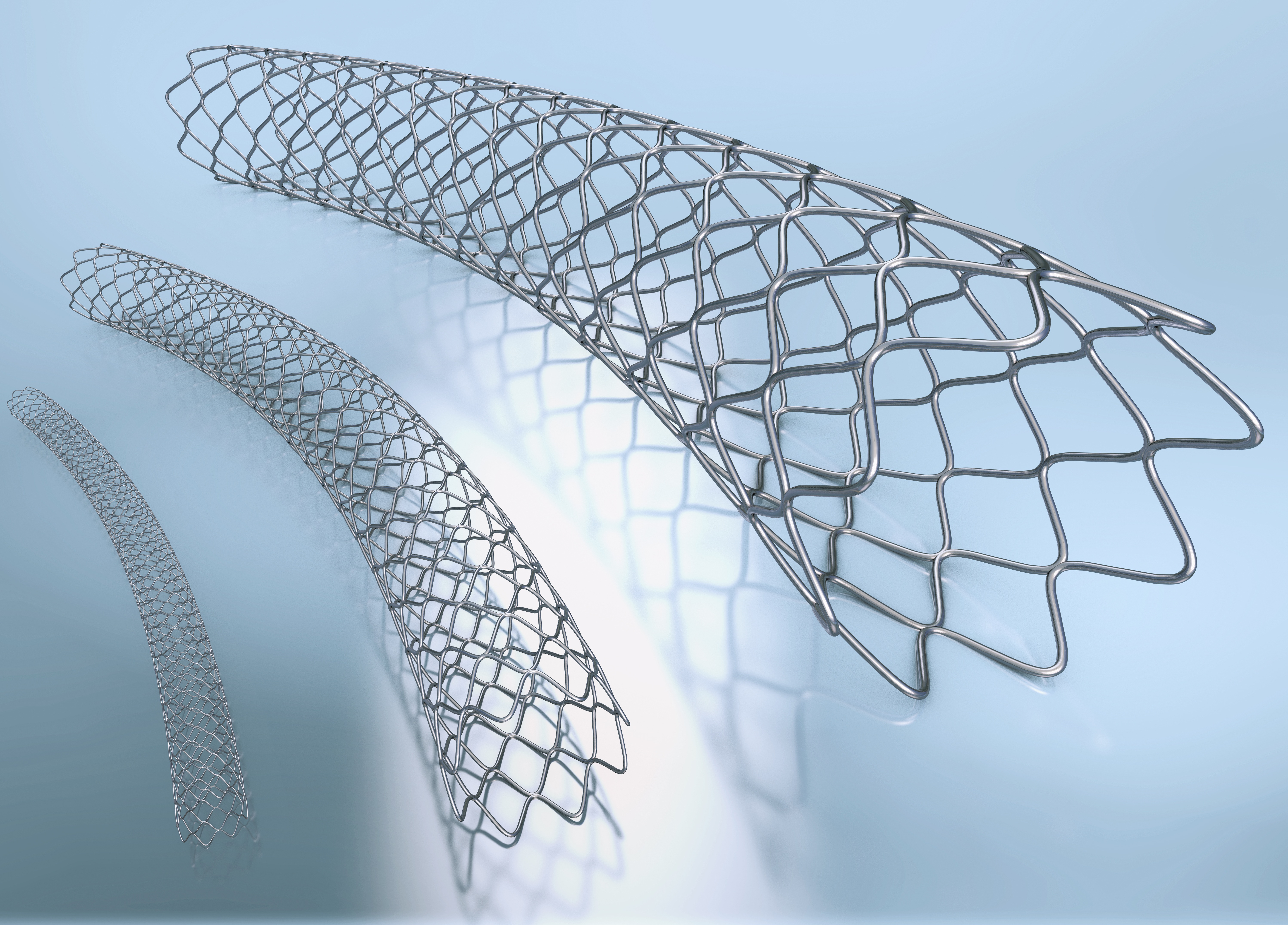 金属製ステントは、メッシュ状の構造をしています。