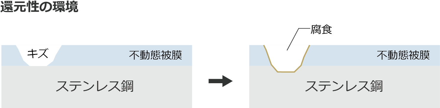 還元性の環境での不働態被膜